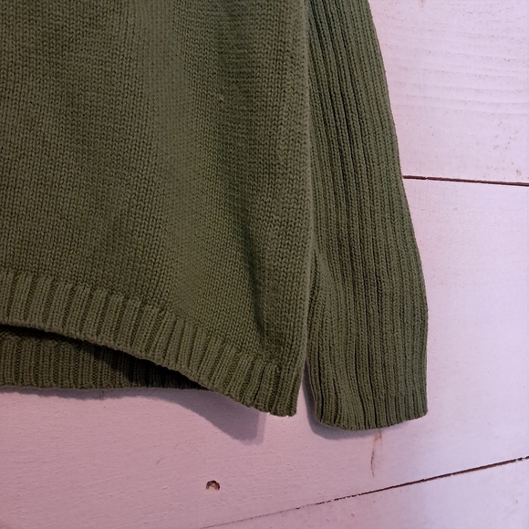 Tommy Hilfiger Womens Size XL Half Zip Green Knit Long Sweater Crest Logo - Picture 4 of 7